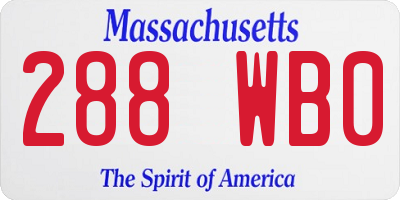MA license plate 288WB0