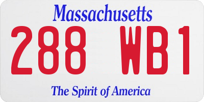 MA license plate 288WB1