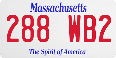 MA license plate 288WB2