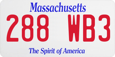 MA license plate 288WB3