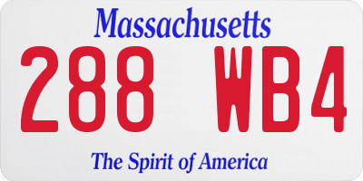 MA license plate 288WB4