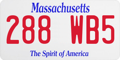 MA license plate 288WB5