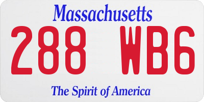 MA license plate 288WB6