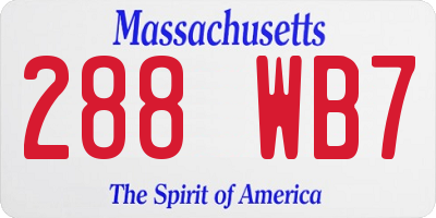 MA license plate 288WB7