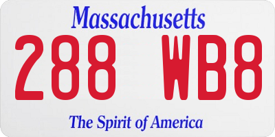 MA license plate 288WB8