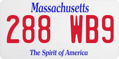 MA license plate 288WB9