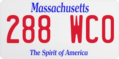 MA license plate 288WC0