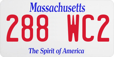 MA license plate 288WC2