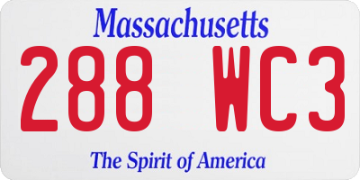 MA license plate 288WC3