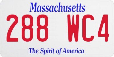 MA license plate 288WC4