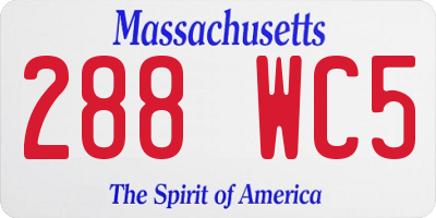 MA license plate 288WC5