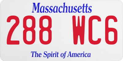 MA license plate 288WC6