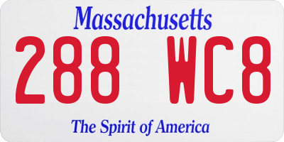 MA license plate 288WC8