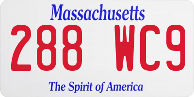 MA license plate 288WC9