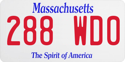 MA license plate 288WD0