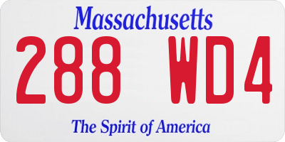 MA license plate 288WD4