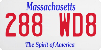 MA license plate 288WD8