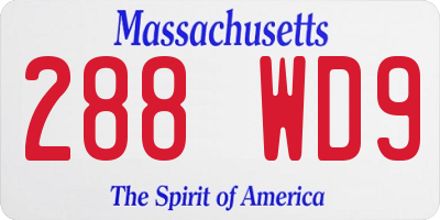 MA license plate 288WD9