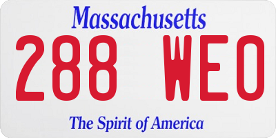MA license plate 288WE0