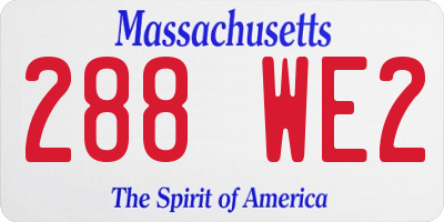 MA license plate 288WE2