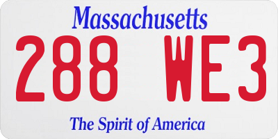 MA license plate 288WE3