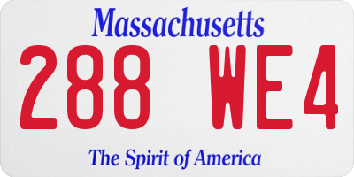 MA license plate 288WE4