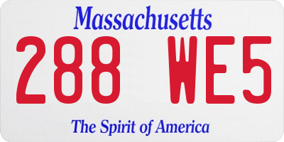 MA license plate 288WE5