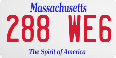 MA license plate 288WE6