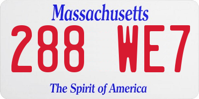 MA license plate 288WE7