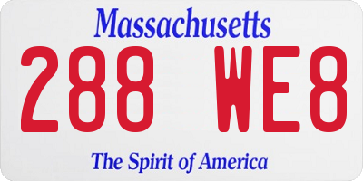MA license plate 288WE8
