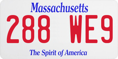 MA license plate 288WE9