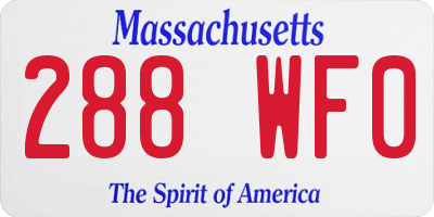 MA license plate 288WF0