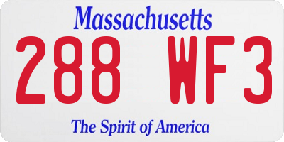 MA license plate 288WF3