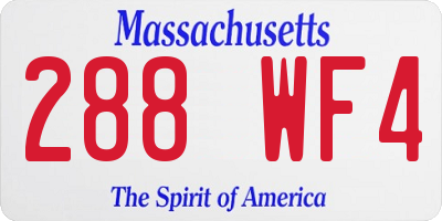 MA license plate 288WF4