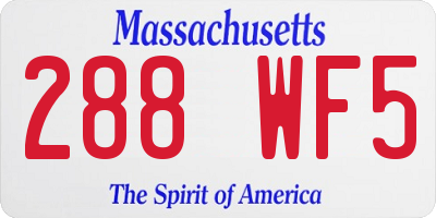 MA license plate 288WF5