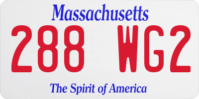 MA license plate 288WG2
