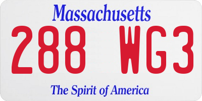 MA license plate 288WG3