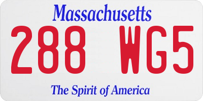 MA license plate 288WG5