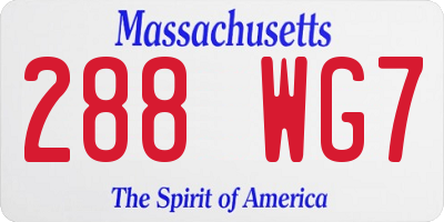 MA license plate 288WG7