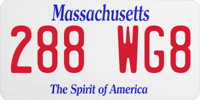 MA license plate 288WG8