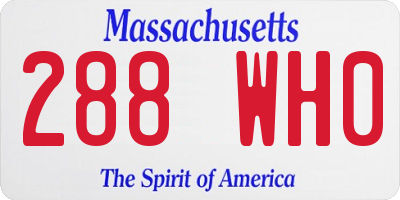 MA license plate 288WH0