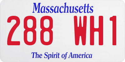MA license plate 288WH1