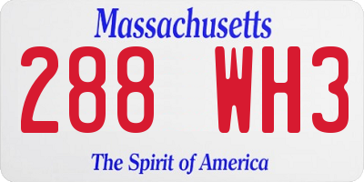 MA license plate 288WH3