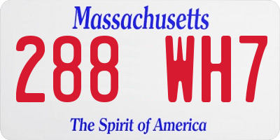 MA license plate 288WH7