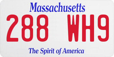 MA license plate 288WH9
