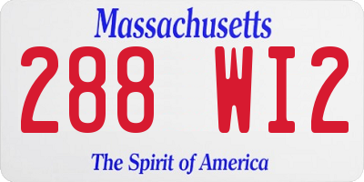 MA license plate 288WI2