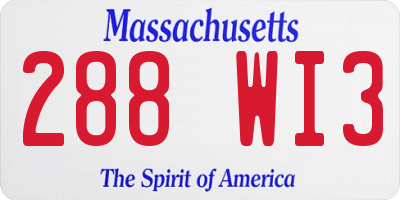 MA license plate 288WI3