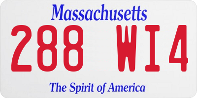 MA license plate 288WI4