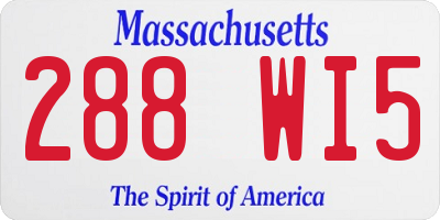 MA license plate 288WI5