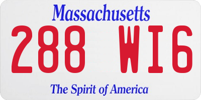 MA license plate 288WI6